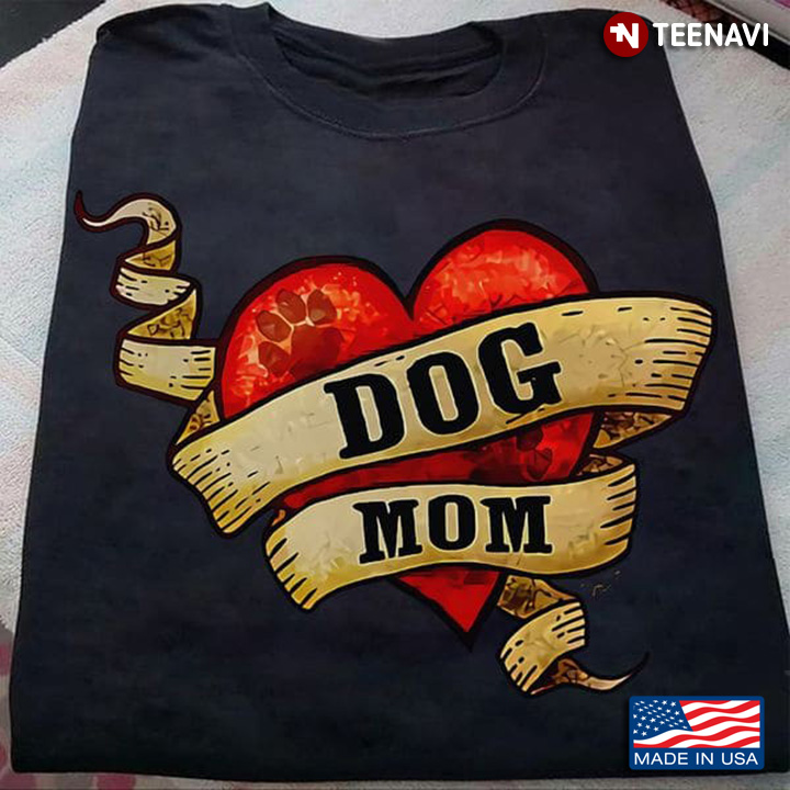 Dog Mom Shirt, Dog Mom Red Heart With Dog Paws