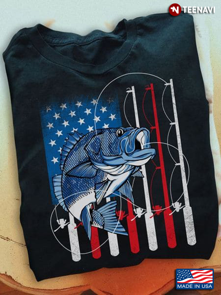 Fishing Lover Shirt, Fishing American Flag