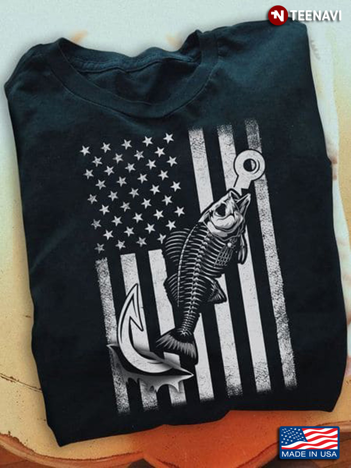 Fishing Shirt, Fish American Flag