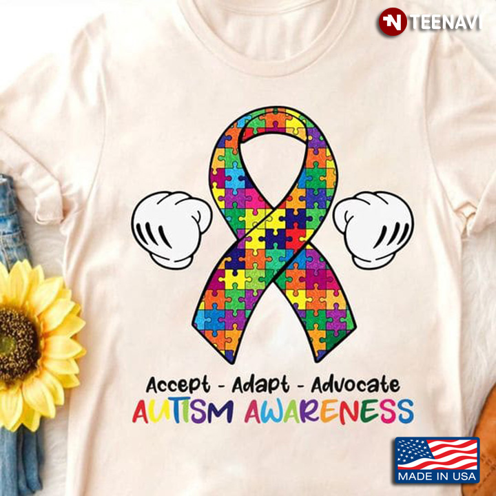 Autism Awareness Shirt, Accept Adapt Advocate Autism Awareness