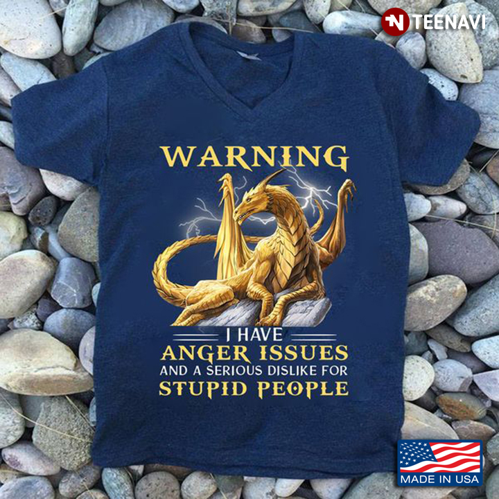 Dragon Shirt, Warning I Have Anger Issues And A Serious Dislike For Stupid