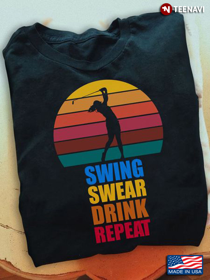 Golf Lover Shirt, Vintage Swing Swear Drink Repeat