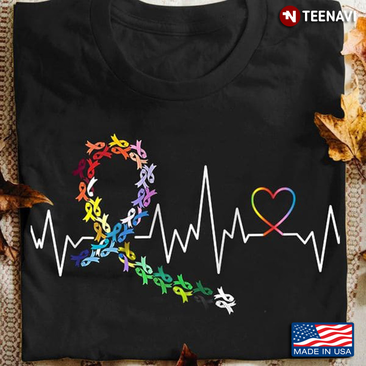 Cancer Warrior Shirt, Cancer Ribbons Heartbeat