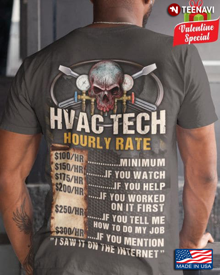 HVAC Tech Skull Shirt, HVAC Tech Hourly Rate
