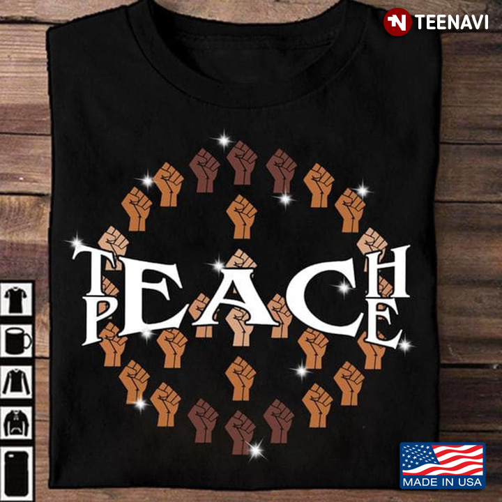 Teach Shirt, Teach Peace Sign Black