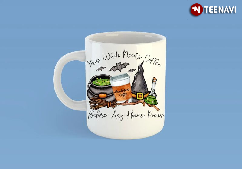 This Witch Needs Coffee Before Any Hocus Pocus Mug, Halloween Coffee Mug
