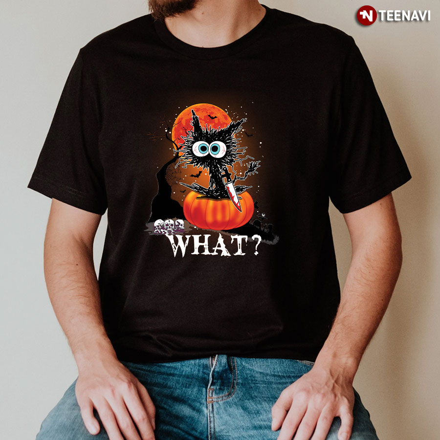 What Funny Cat With Blood Knife T-Shirt
