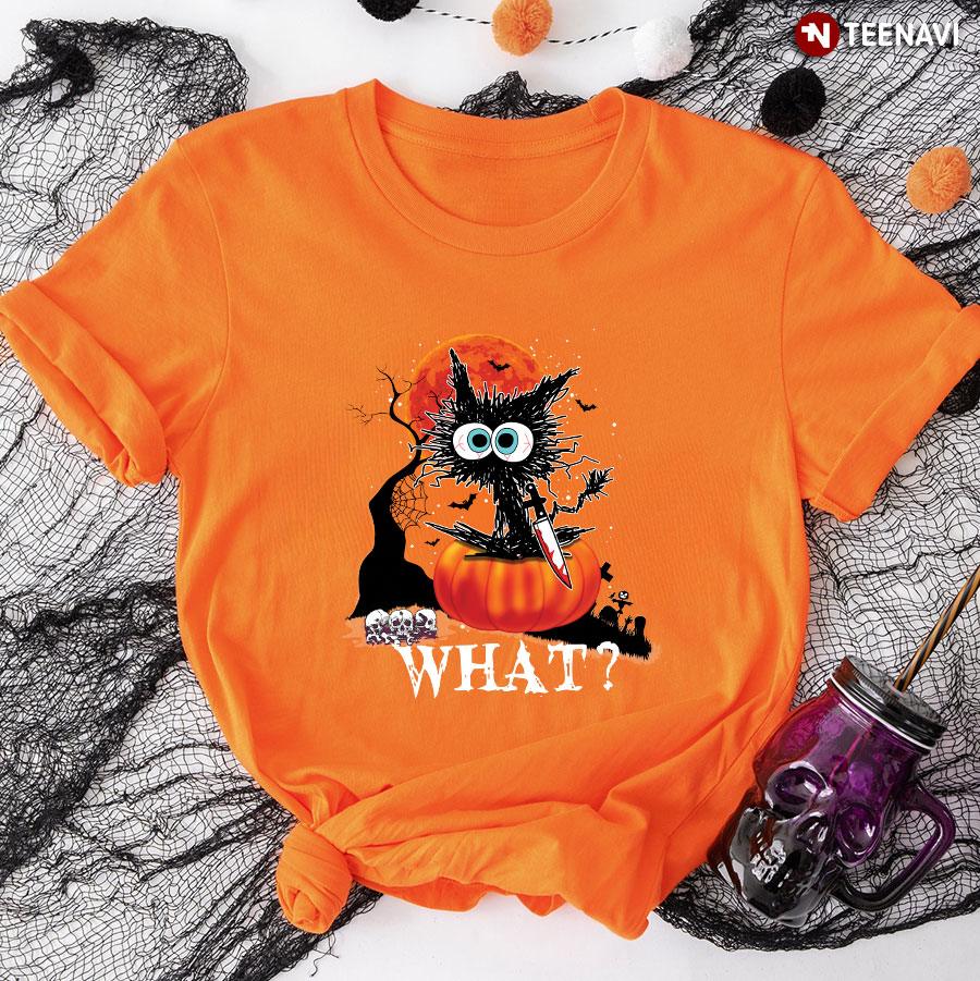 What Funny Cat With Blood Knife T-Shirt