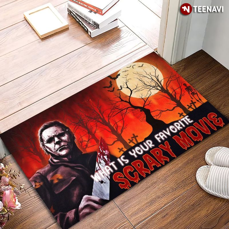 Michael Myers What Is Your Scary Movie Doormat, Horror Halloween Home Decor