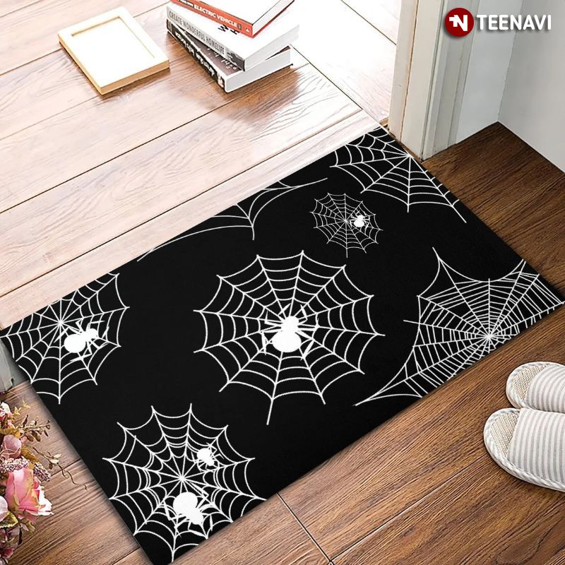 Spider Net Rubber Base Halloween Doormat, Horror Halloween Home Decor