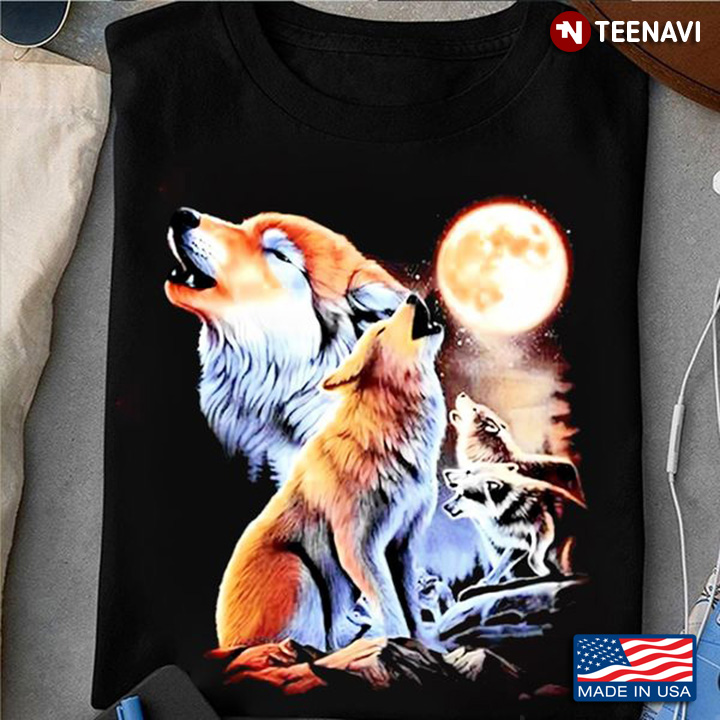 Wolf Lover Shirt, Funny Wolves With Moon