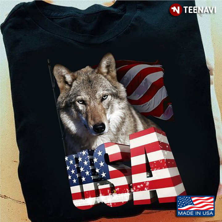 Wolf American Flag Shirt, USA Wolf