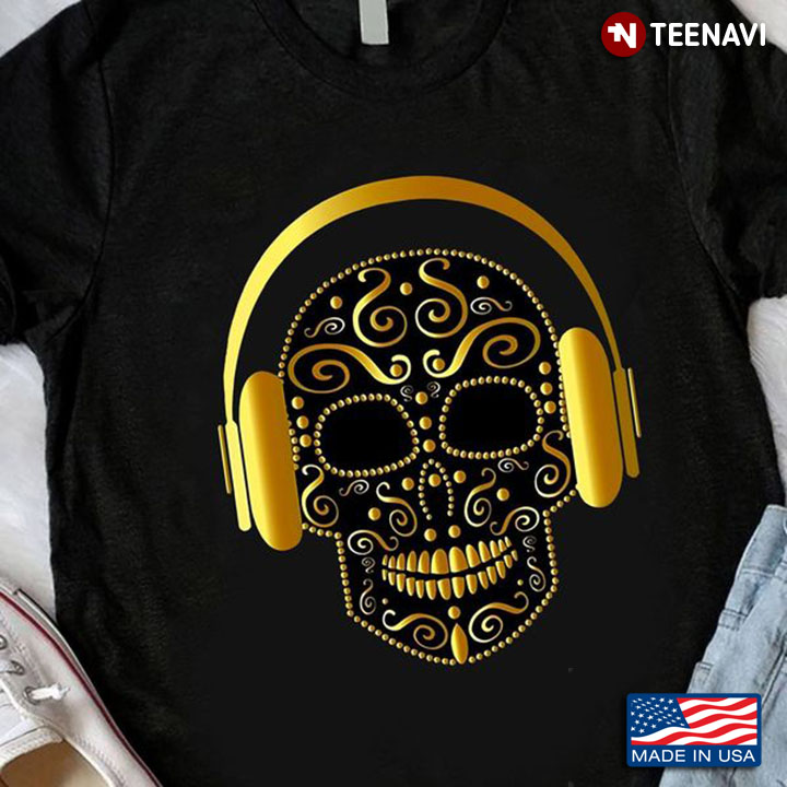Sugar Skull Shirt, Sugar Skull With Headphones