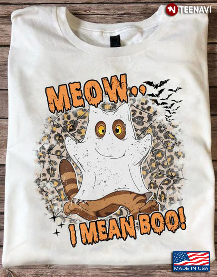 Boo Cat Shirt, Meow I Mean Boo Leopard