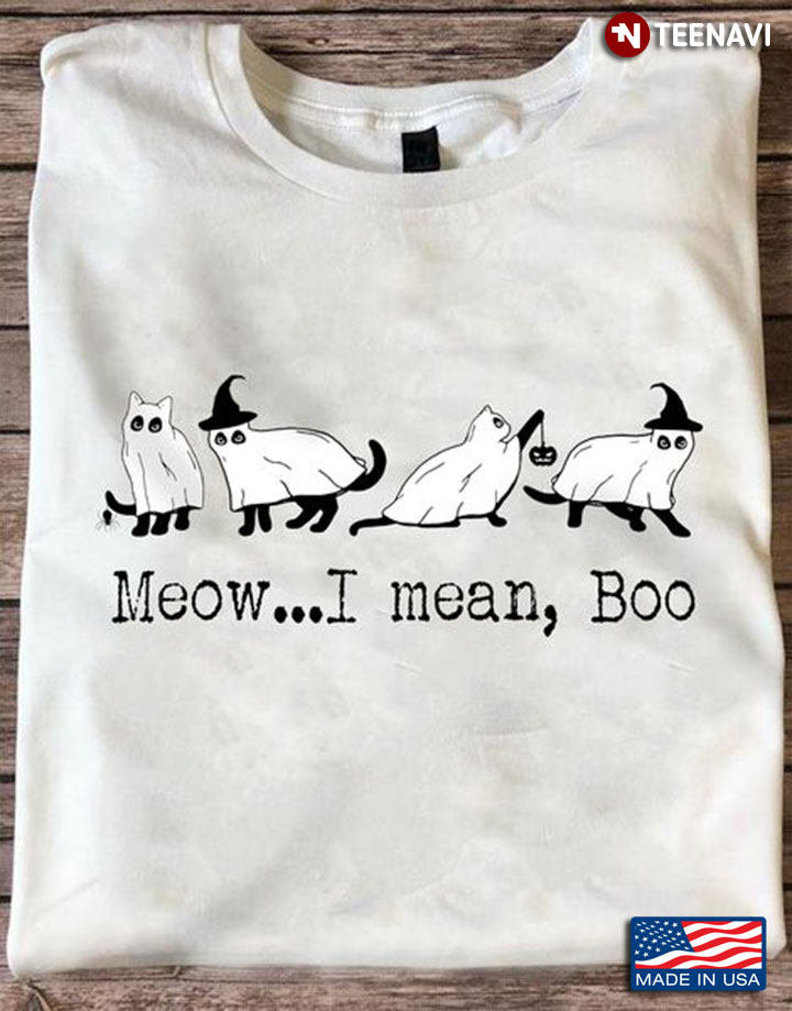 Halloween Cat Shirt, Meow I Mean Boo