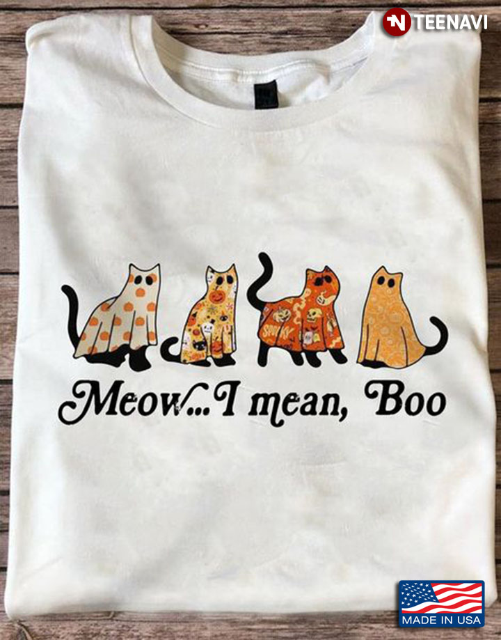 Funny Boo Cat Shirt, Meow I Mean Boo