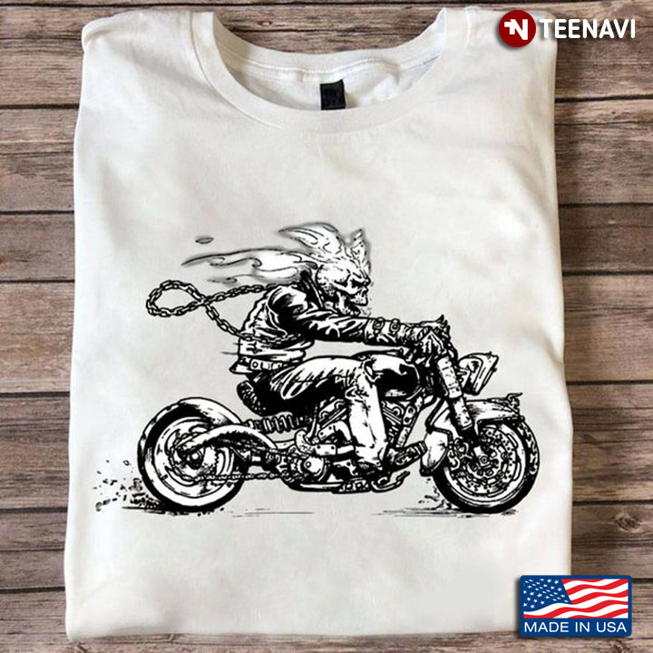 Motorcycle Shirt, Skull Man Riding Motorcycle