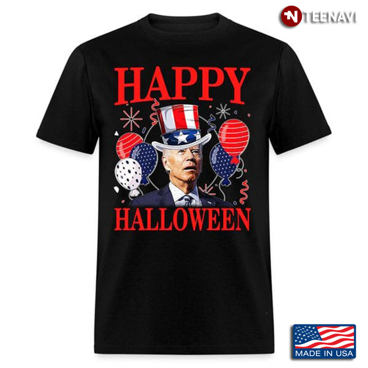 Joe Biden Shirt, Happy Halloween Biden With Fireworks And Balloon