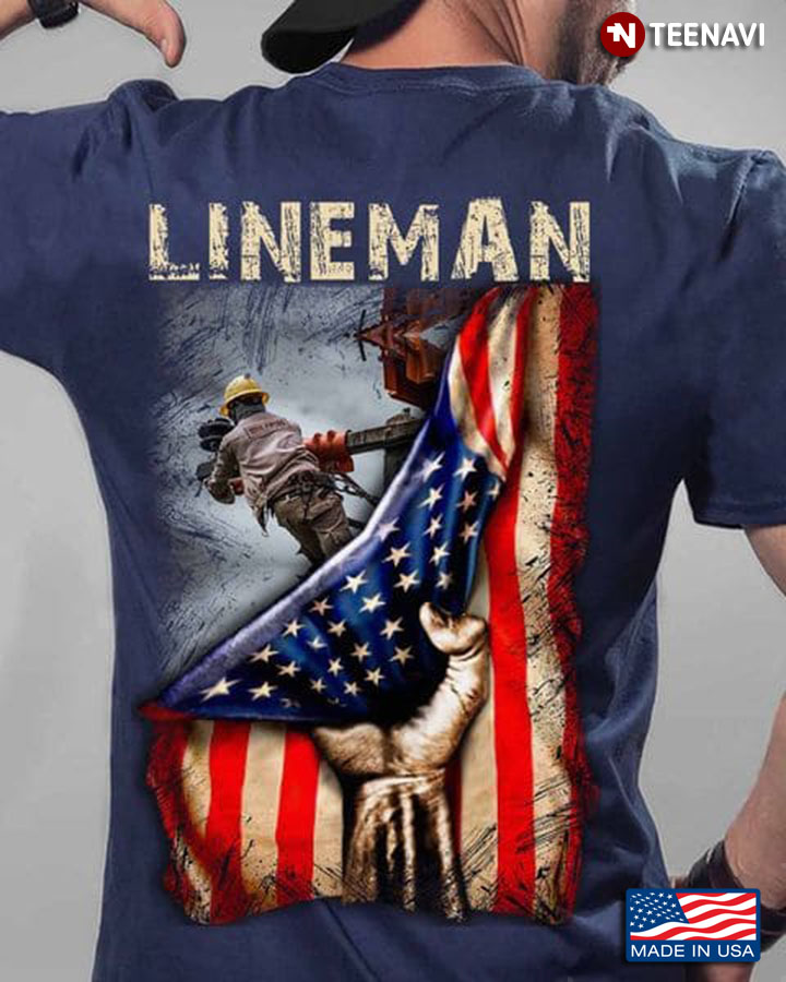 Cool Lineman Shirt, Lineman American Flag