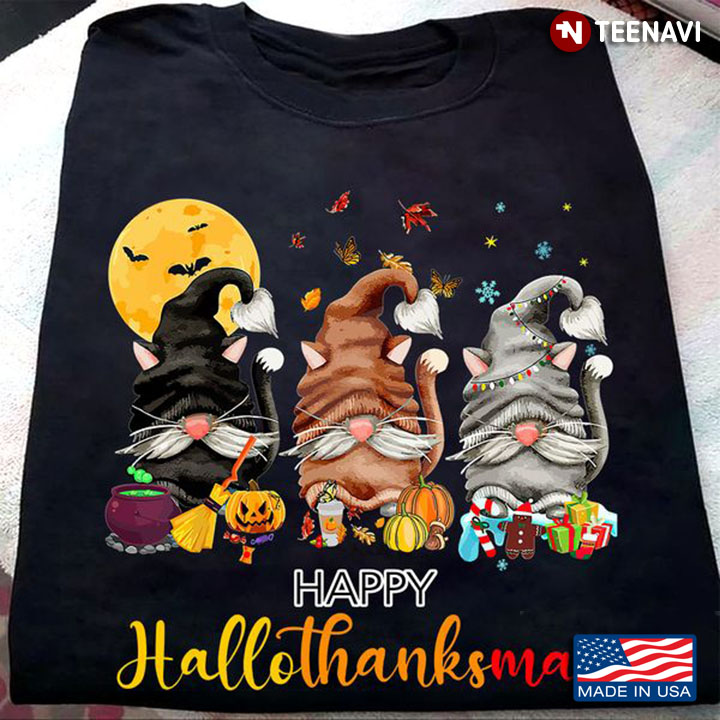 Cat Gnomes Shirt, Happy Hallothanksmas