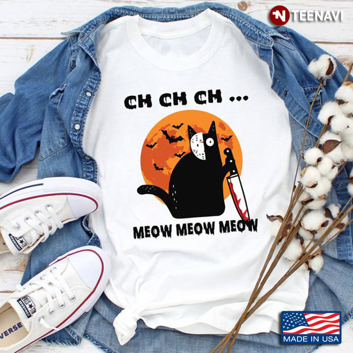 CH CH CH Meow Meow Meow Jason Voorhees Cat T-Shirt