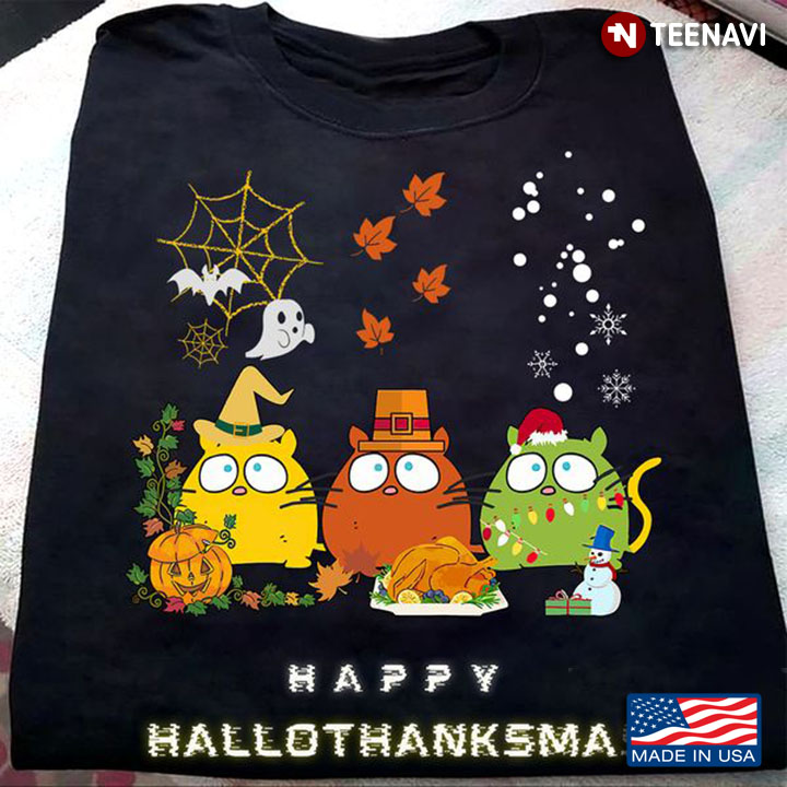 Funny Cat Shirt, Happy Hallothanksmas