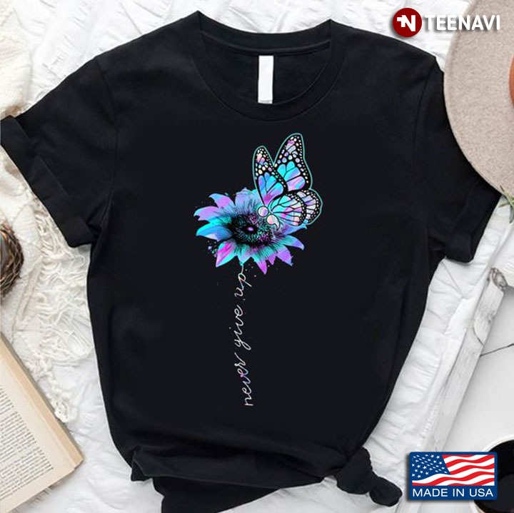 Suicide Warrior Shirt, Never Give Up Sunflower Butterfly