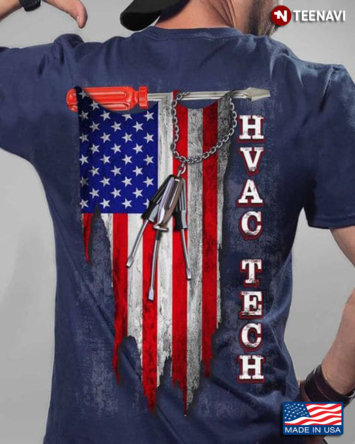 HVAC Technical Shirt, HVAC Tech American Flag Patriotic