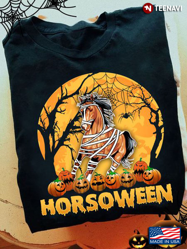 Funny Halloween Horse Shirt, Horsoween Horse And Jack-o'-lantern
