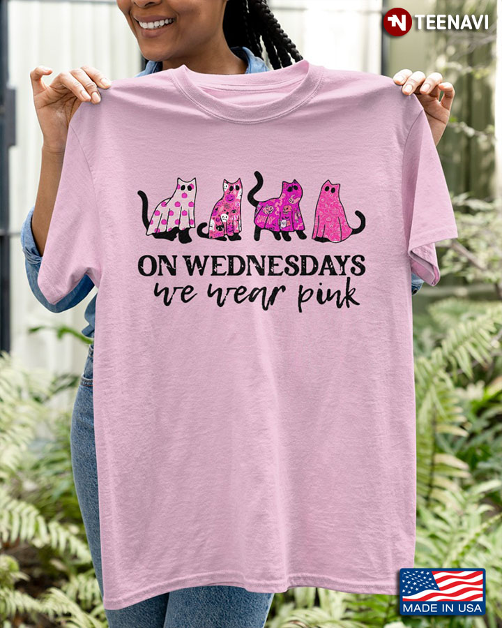 Funny Black Cat Shirt, On Wednesdays We Wear Pink