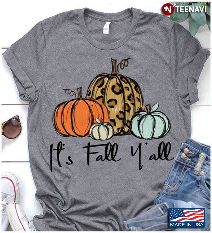 Fall Shirt, It's Fall Y'all Pumpkin Leopard