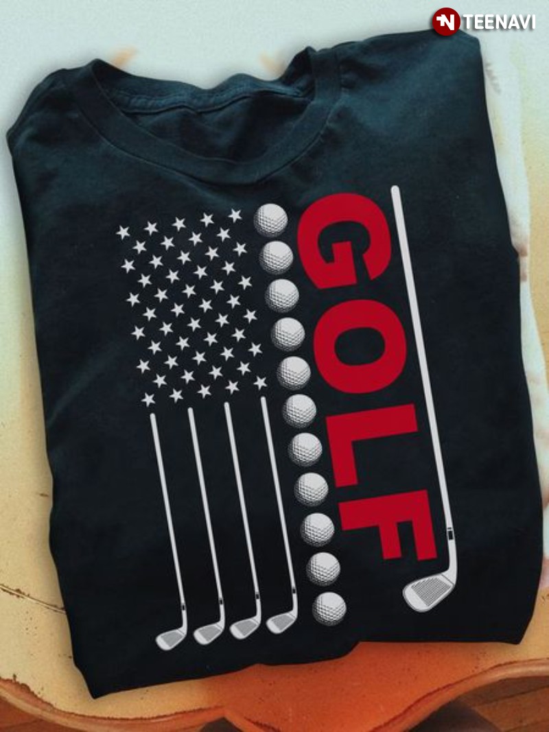 Golf Lover Shirt, Golf American Flag