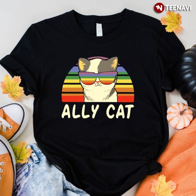 LGBT Shirt, Vintage Ally Cat