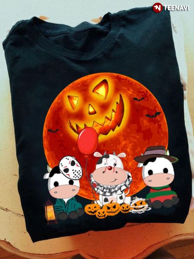 Cow Horror Characters Shirt, Funny Cows In Halloween Costumes