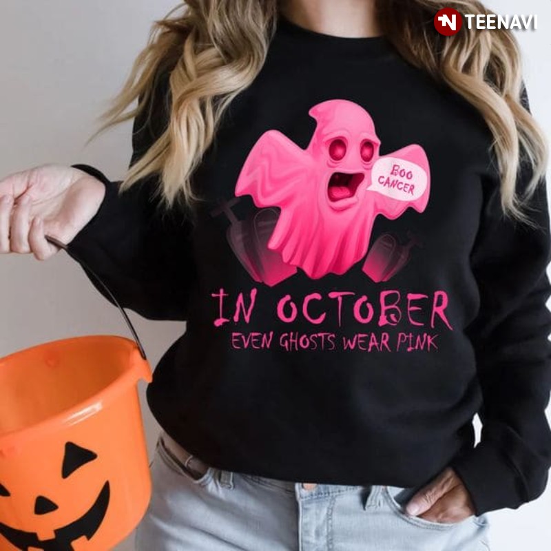 Boo Cancer Shirt, In October Even Ghosts Wear Pink