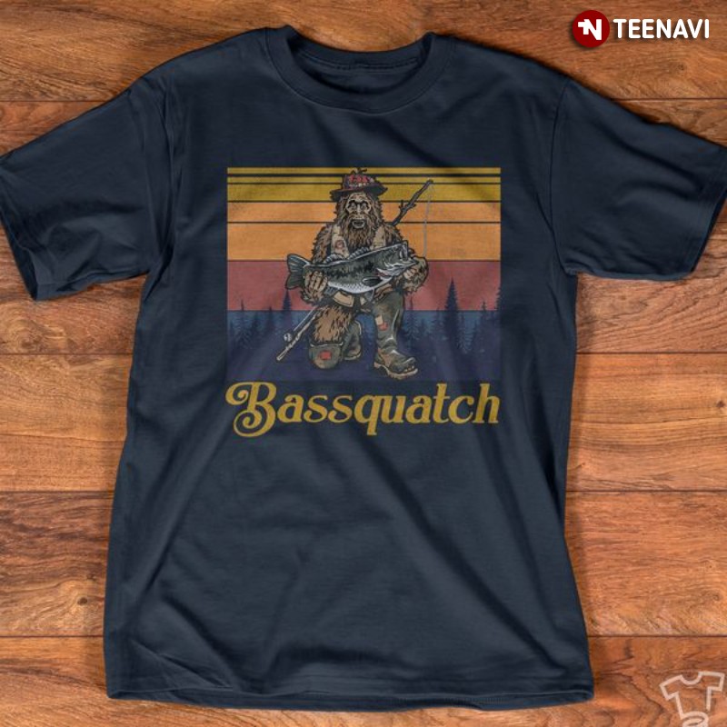 Fishing Bigfoot Shirt, Vintage Bassquatch
