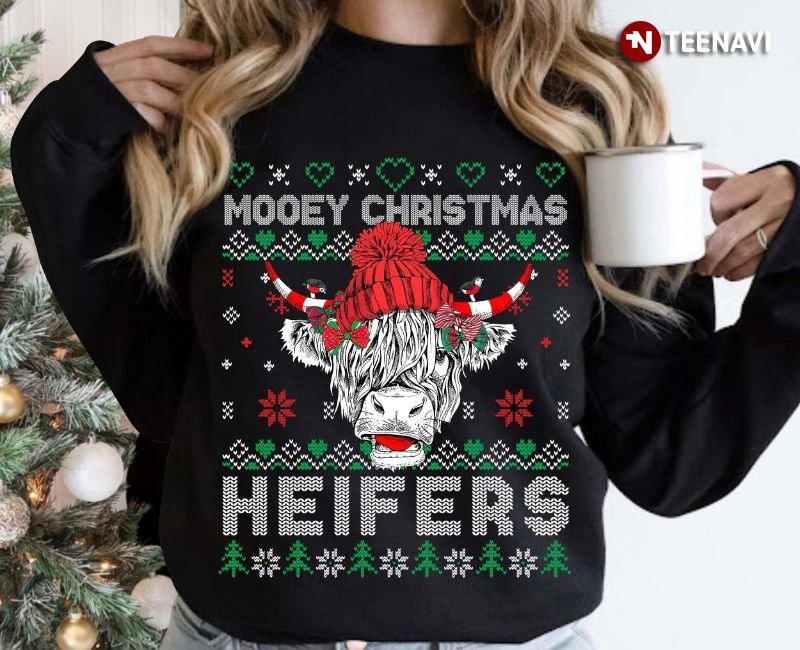 Heifer Christmas Shirt, Mooey Christmas Heifers Ugly Christmas