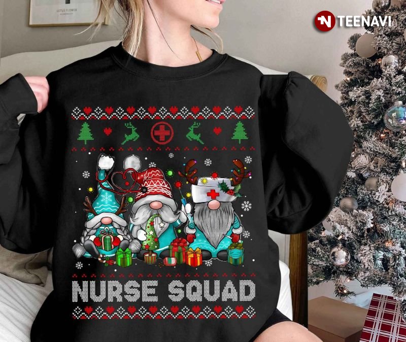 Gnome Nurse Sweatshirt, Nurse Squad Ugly Christmas