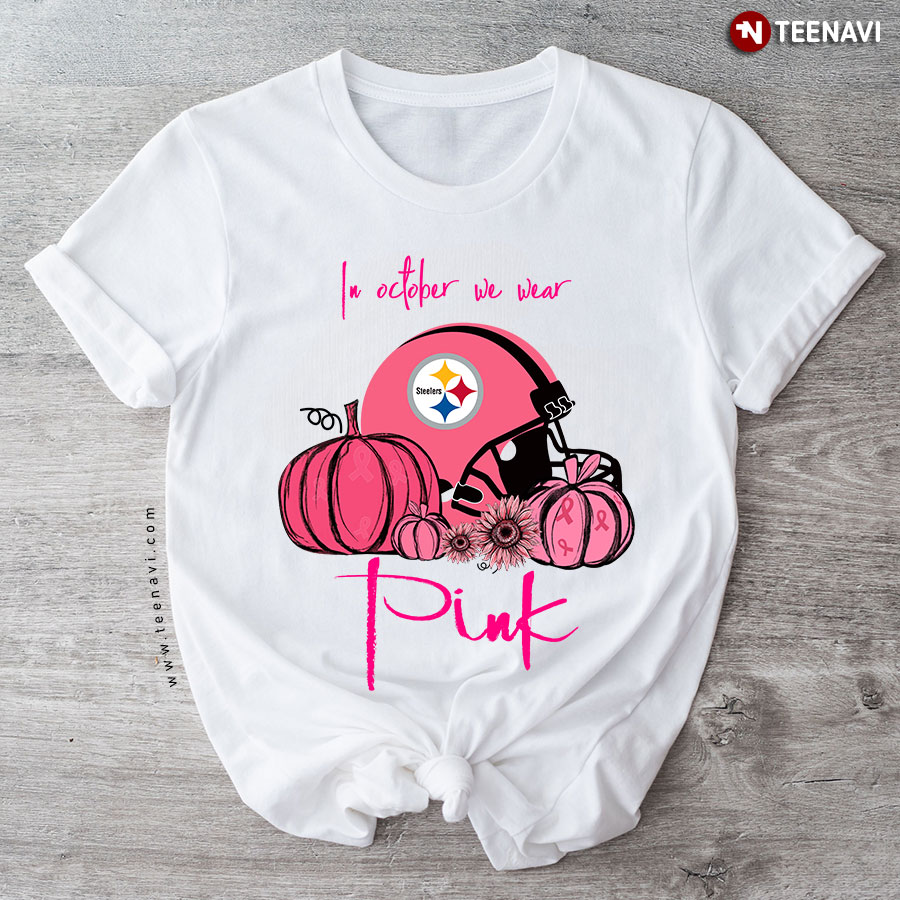 Pumpkin Pittsburgh Steelers In October We Wear Pink Breast Cancer Awareness T-Shirt