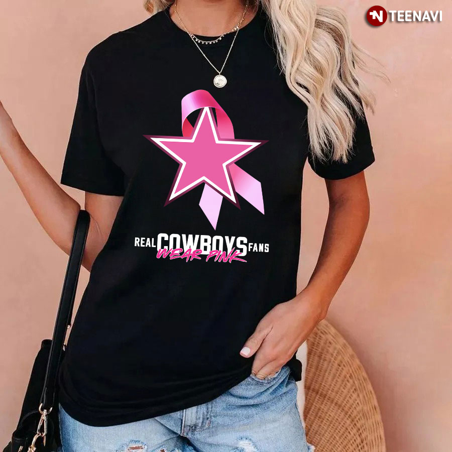 Real Cowboys Fan Wear Pink Breast Cancer Awareness T-Shirt