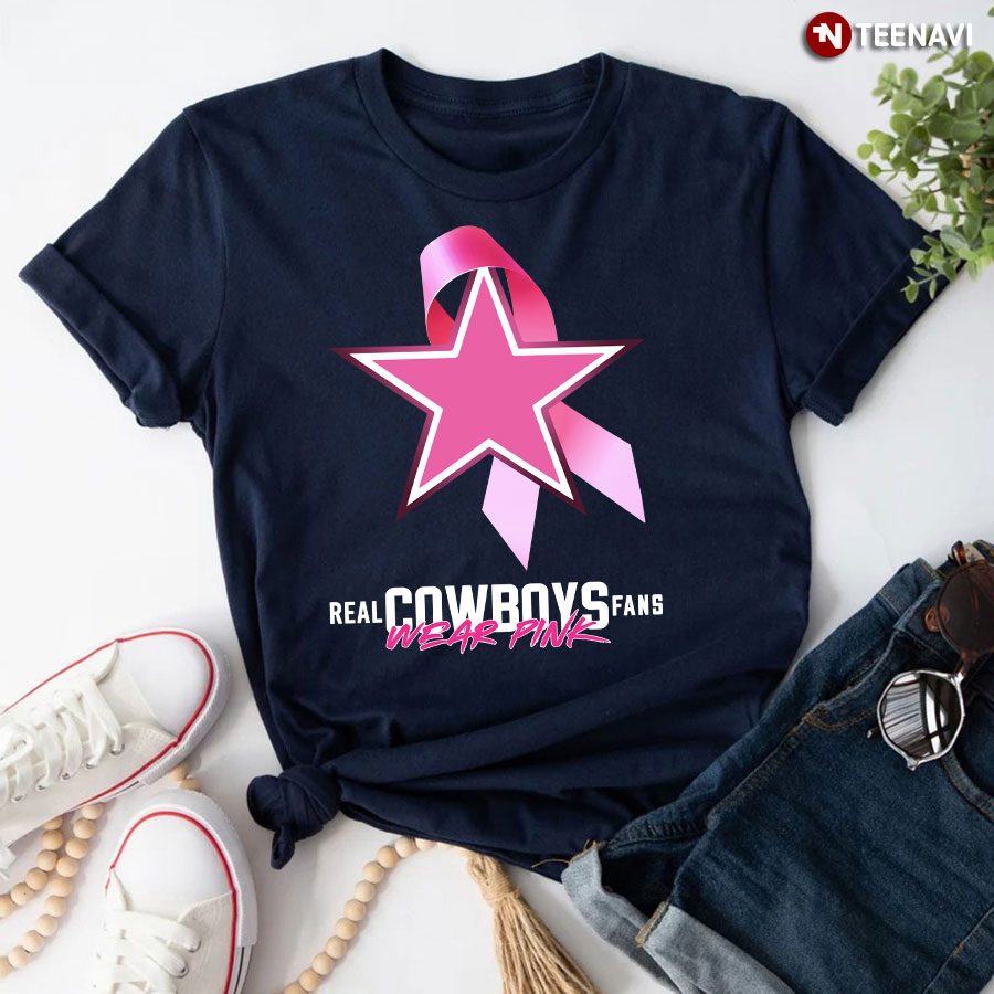 Real Cowboys Fan Wear Pink Breast Cancer Awareness Dallas Cowboys T-Shirt