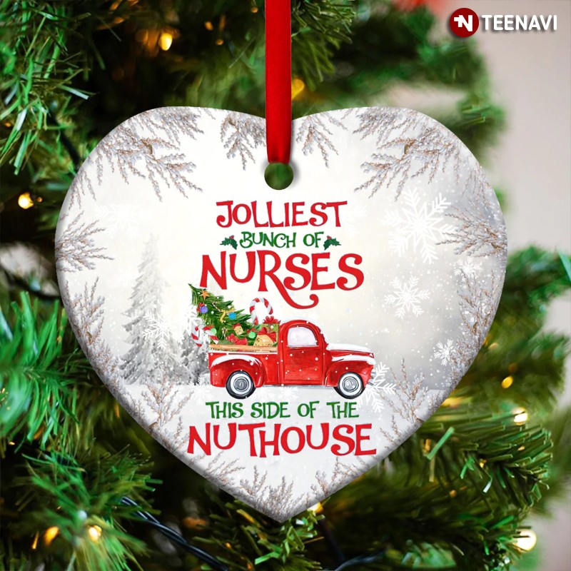 Christmas Truck with Nurse Heart Ornament