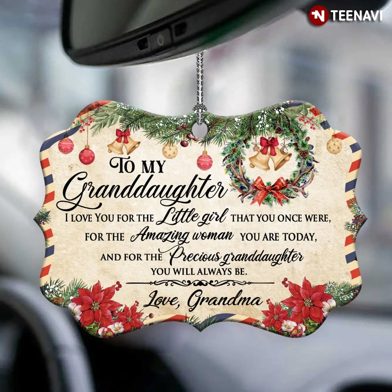 Family Christmas Letter Grandma To Granddaughter Medallion Aluminum Ornament