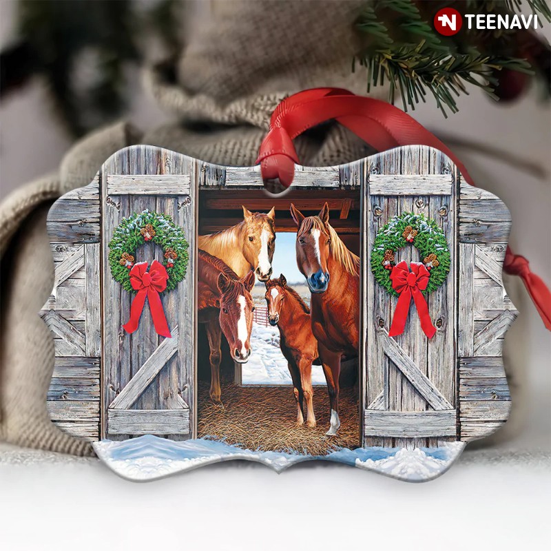 Horse Christmas Medallion Aluminum Ornament