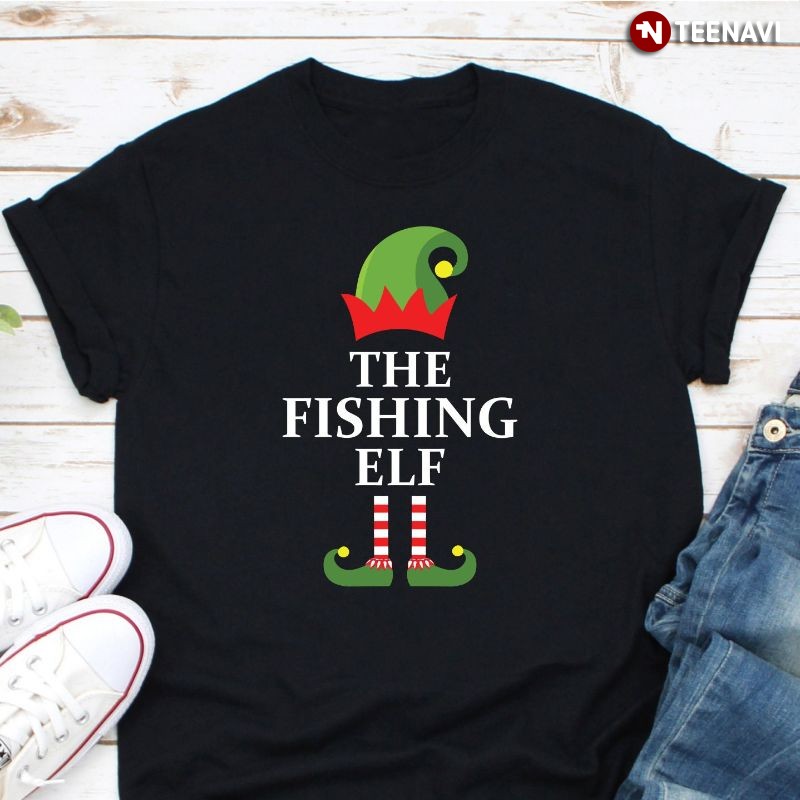 Matching Family Group Christmas Fisher Elf Shirt, The Fishing Elf