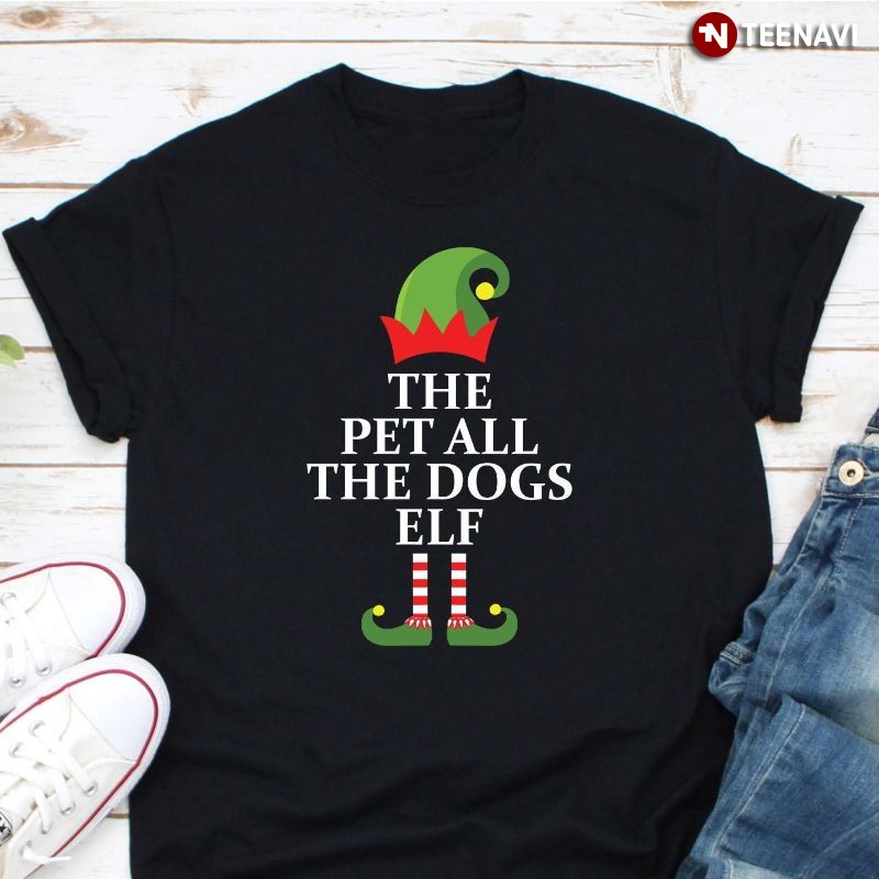 Matching Family Group Christmas Dog Elf Shirt, The Pet All The Dogs Elf