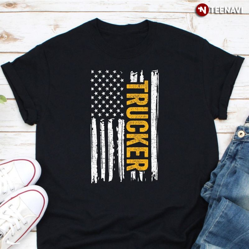 American Flag Truck Driver Shirt, Trucker