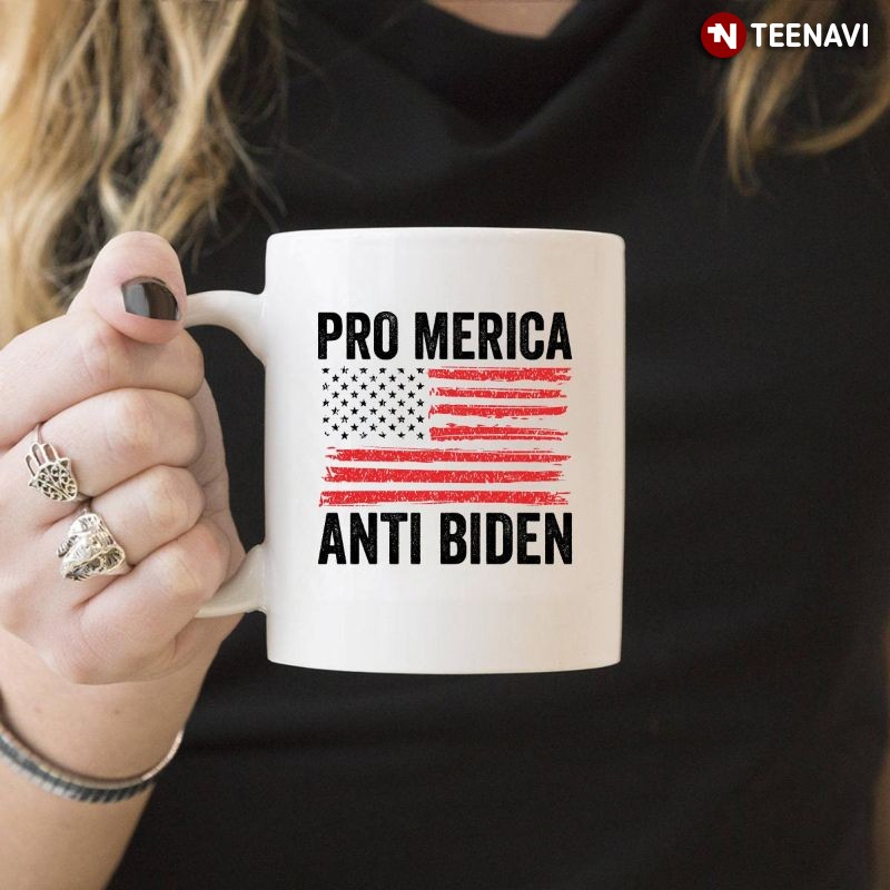 US President Anti-Biden American Flag Mug, Pro America Anti Biden
