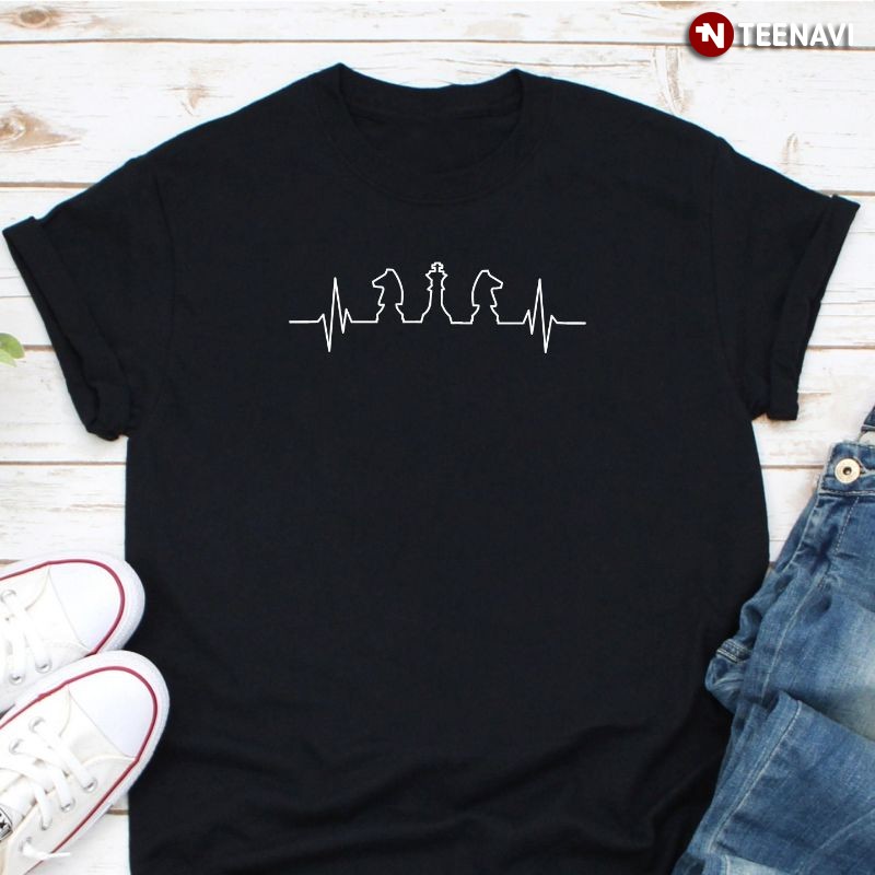 Chess Player Shirt, Chess Pieces Heartbeat