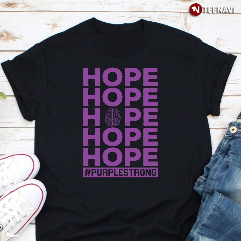 Epilepsy Awareness Brain Shirt, Hope #Purplestrong